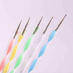Kit d'outils de nail art double face 5 pièces : stylo à pois, fleurs, pétales, pinceau professionnel pour la conception d'ongles en salon de manucure - Product Image 6