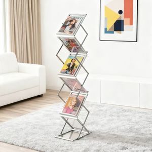 Espositore Professionale in Alluminio per Brochure con Vassoi in Acrilico, Porta Documenti A4 per Fiere, Mostre e Hall <span class=keywords><strong>di</strong></span> Hotel - Product Image 6