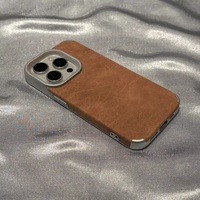 Coques de téléphone portable de luxe en similicuir pour l'automne/hiver, pour 15/16 Pro Max/17/13 Pro/XS, couleur unie électro-plaquée, antichoc