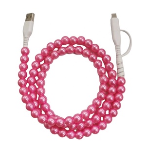 Nueva moda blanco rosa perla cuenta coche cargador regalo Premium teléfono y ordenador Cable con diseño elegante - Product Image 3