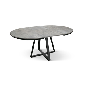 Melania Extendable Round <b>Table</b> 120-170 Cm Cement Grey Melamine <b>Top</b> Iron Base Indoor Use - Product Image 2