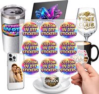 Autocollants UV DTF pour bouteille d'eau, gobelet, tasse, porte-clés, verre, ordinateur portable, coque de téléphone, décalcomanies personnalisées imperméables