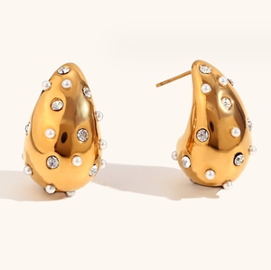 ต่างหูสแตนเลสสำหรับผู้หญิงทรงหยดน้ำตากลวงแบบมินิมอลสำหรับผู้หญิง - Product Image 6