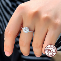Classique Simple 925 en argent Sterling grand rond coupe cubique Zircon éternité bague bande pour les femmes mariée mariage bijoux accessoires