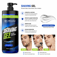 Gel à raser bio végétalien pour hommes, sans alcool, transparent, à l'aloe vera et vitamine E, pour un glissement doux, qualité barbier