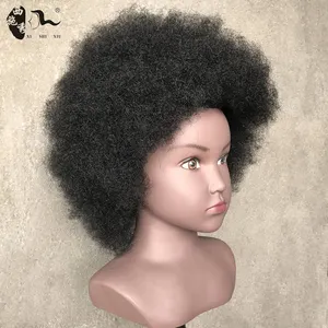 Tersedia grosir hitam alami afro asli 100% rambut manusia manekin kepala latihan tata rambut kepala maneken untuk kepang