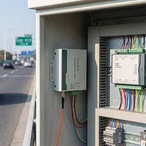 Convertidor de medios serie RS485 RS422 a fibra óptica con interfaz FC SM de fibra única, carcasa metálica gris industrial para sistema de automatización PLC - Product Image 5