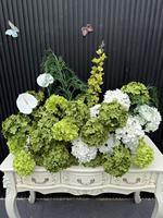 Guirlande de fleurs d'hortensia vert à couches complètes, guirlande de fleurs d'hortensia blanc pur de 1 m, fleurs de centre de table, guirlande florale d'allée, amarante