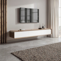 Meuble TV flottant moderne en bois avec rangement, banc console multifonctionnel
