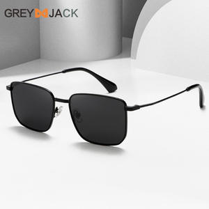 Lunettes de soleil carrées en métal pour homme Greyjack, UV400, anti-UV, type 3, verres TAC, monture noire - Product Image 3