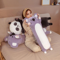 En gros Personnalisé Kawaii Super Doux Animal En Peluche Long Panda Koala En Forme De Peluche Jouet Oreiller PP Coton Rempli Lavé Stress
