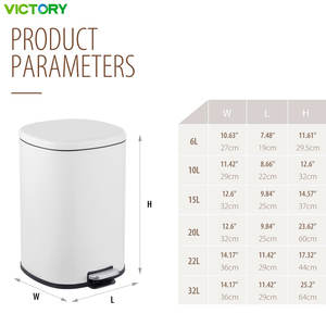 Poubelle à pédale en acier inoxydable avec couvercle coulissant insonorisé et anti-odeurs, seau intérieur séparé - Product Image 2