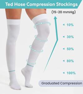 TED Medias beyaz sıkıştırma örme çorap nefes aşırı diz 15-21mmhg anti-emblism çorap DVT şişme kurtarma için - Product Image 1