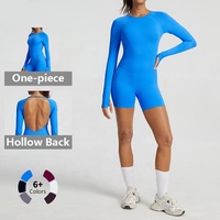 Combinaison de sport une pièce pour femme, coupe fessier galbée, dos évidé, séchage rapide, extensible dans quatre directions, respirante, sans couture, manches longues - Meilleures ventes