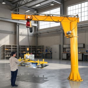 Grue à flèche fixe sur colonne, triphasée, pour atelier, montée au sol, 500 kg, 1 tonne, 2 tonnes, avec palan électrique - Product Image 1