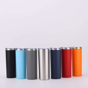 White Sublimation Blank Tumbler 20oz Skinny Stainless Steel Straight Mug with <b>Metal</b> <b>Straw</b> and Lid Included - Product Image 6