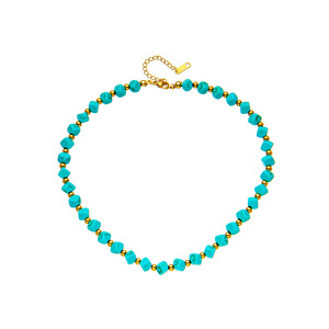 Turquoise Beaded Necklace Geometric Shape Sky Blue Color Irregular Design Fashion Jewelry - Product Image 5