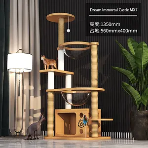 ベストセラースクラッチボードポストビッグキャットタワーツリー家庭用木製ペット猫クライミングフレーム