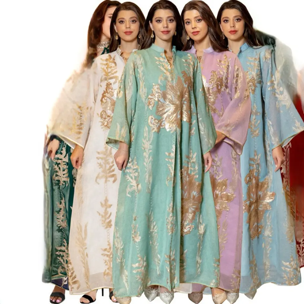 Abayas Voor Vrouwen Moslim Applique Borduurwerk Lange Mouw Maxi Jurk Losse Volledige Cover Islamitische Dubai Robe Kaftan Abaya