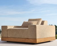 Chaise longue pivotante en teck moderne de luxe, résistante aux intempéries, écologique et résistante aux UV, pour les loisirs en plein air dans le jardin, la piscine et l'hôtel