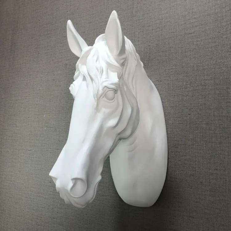 Lifelike Horse Head Tường Treo Trang Trí Nội Thất Trắng Vàng Nhựa Trang Trí Murale 3D Hiện Đại Động Vật Tường Trang Trí Nội Thất