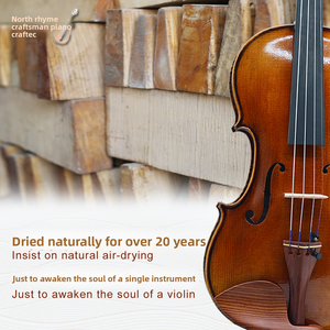 Violon d'étudiant CHENTUO CT3.5, fait à la main, table en épicéa massif, fond/côtés en érable, touche en ébène, style vintage - Product Image 3