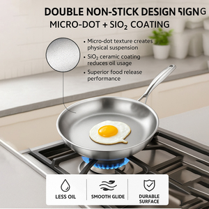Poêle à frire antiadhésive pour poêles Poêle à frire en acier inoxydable personnalisée avec SiO, revêtement Direct Factory OEM Supply - Product Image 3