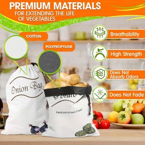 Bolsa Reutilizable de Lona para Almacenamiento de Vegetales, Cuadrada, Resistente, para Mantener Frescos Patatas, Cebollas, Tomates y Frutas - Product Image 3