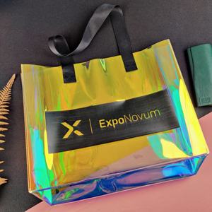 Logo personnalisé épais pvc holographique laser durable réutilisable fourre-tout d'épicerie poignée en nylon sac à provisions en PVC - Product Image 2