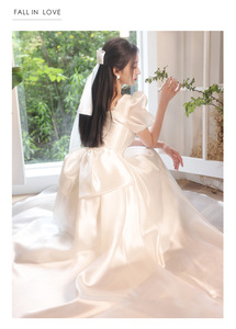 Robes de soirée courtes personnalisées en gros, robes de fiançailles blanches à la française, robes de réception pour femmes - Product Image 6