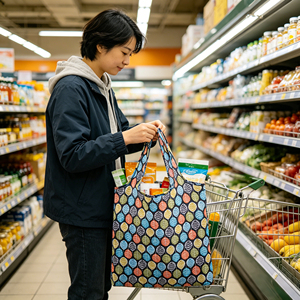 Reusable Grocery Shopping <b>Bags</b> <b>Foldable</b> Tote <b>Bags</b> with Attached Pouch Machine Washable Nylon Shopping Totes for Groceries Travel - Product Image 4