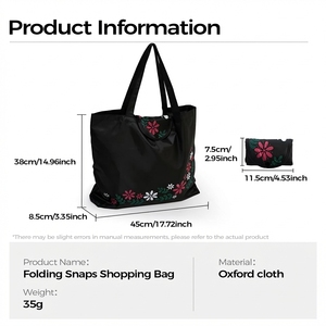 Bolsa de compras plegable de gran capacidad y fácil de transportar para mujer, bolsa de almacenamiento para cocina, bolsa reutilizable de poliéster - Product Image 2