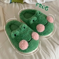Mignon dessin animé coton pantoufles hiver décontracté maison chaud doux pantoufles petite grenouille Baotou pantoufles