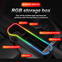 Boîte de rangement pour siège de voiture LED de haute qualité, organisateur pour l'espace entre les sièges, lumières USB, matériau PVC, ajustement universel, installation facile sur le côté du siège