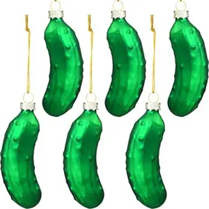 Weihnachts schmuck Glaskugel Lieferant Hand geblasen New Pickle Xmas Tree Hanging Ornaments Grüne Gurke Handwerk