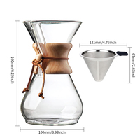 Set Pembuat Kopi Pour Over dengan Pot Penyaji Kopi dan Filter Tetes Kaca, Dripper Kopi Elegan, Teko Kaca