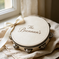 Wholesale Wooden Wedding Tambourine Tamburelli Matrimonio 4 Inch Hand Drums for Gift Regalo Invitados Boda Custom Logo