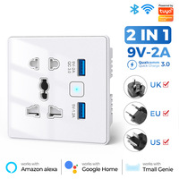 Interrupteur mural tactile intelligent WiFi Tuya, prise universelle 1 sortie 13A, type-C+USB, prise électrique, matériau ignifuge, indice de protection IP20, 110-240V