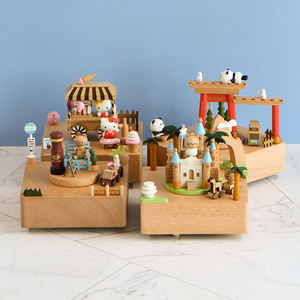 Buche Holz Uhrwerk Musikspiel zeug <span class=keywords><strong>Box</strong></span> Tier Spieluhren mit kostenlosem benutzer definierten Logo - Product Image 2