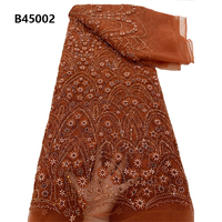 CHOCOO Tissus en dentelle perlée de haute qualité pour femmes, tissu en dentelle dorée brodé de sequins nigériens de luxe