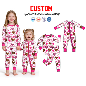 Tenues de la Saint-Valentin pour Filles : Combinaisons Personnalisées pour Tout-Petits avec Motifs Léopard, Cœurs, Nœuds et Fleurs – Vente en Gros de Vêtements Bio pour Sœurs, Collection Boutique - Product Image 1