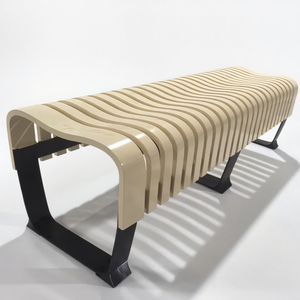 Banc en bois et fer à lattes élégant Y554 pour l'extérieur (zone de piscine), la salle à manger intérieure, la bibliothèque publique, le café, la terrasse – Mobilier moderne - Product Image 2
