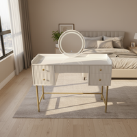 <strong>Best</strong> <strong>Sell</strong> Mirrored Girls <strong>Make</strong> <strong>up</strong> Vanity <strong>Table</strong> Set White MDF Wooden Desk for Office Study Living Room Organizer <strong>with</strong> Stool