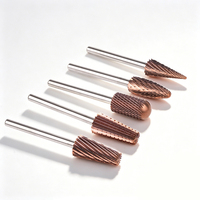 Nouvelles fraises à ongles en carbure de tungstène or rose 3/32'' à coupe croisée conique, grossières moyennes, personnalisées en gros pour usine