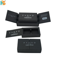 Boîte rigide noire de luxe personnalisée à double porte pour cartes à collectionner, lames de rasoir, vernis à ongles, huiles, emballage cadeau, gaufrage, recyclable