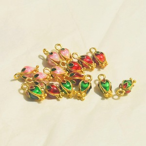 Flower Bud Pendant Zinc Alloy Pink <b>Red</b> Green <b>Tulip</b> Shape For Earring Making Jewelry Findings GJ194 - Product Image 4