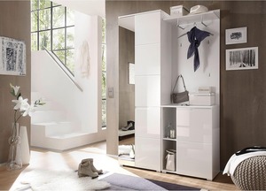 Muebles de entrada modernos, juego de armario de pasillo blanco de alto brillo con armario de zapatos con espejo y panel de <span class=keywords><strong>perchero</strong></span> - Product Image 2