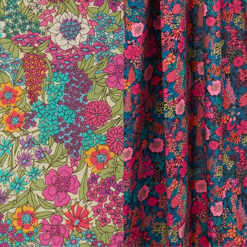 Accept Custom Designs Digital Printing Liberty London Fabric Cotton Lawn Custom Floral Tana Lawn Cotton Fabric for dress