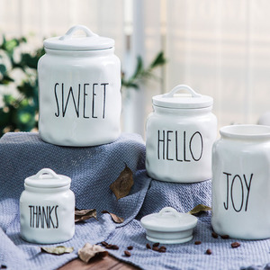 Số Lượng Lớn Nhà Bếp Thiết Bị Tùy Chỉnh Trắng Giá Rẻ Sứ Cà Phê Đậu Biscuit <span class=keywords><strong>Cookie</strong></span> Jar Với Nắp - Product Image 2