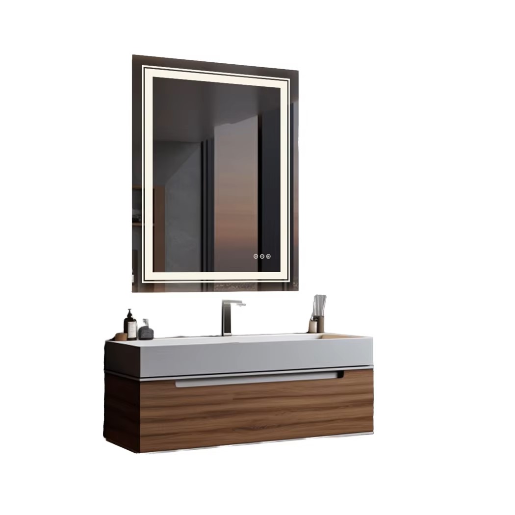 Modern Rectangle Smart LED Bath Mirror Hot Sale Illuminated Wall Mirror Touch Screen for Hotels Hospitals Graphic Design